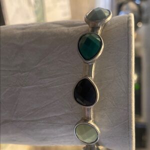Lia Sophia Green and Black Bracelet with Teal, Black, and Light Green Stones